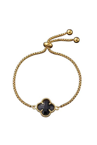 Black Season Colorful Zircon Four-Leaf Clover Bracelet - 16 cm Length