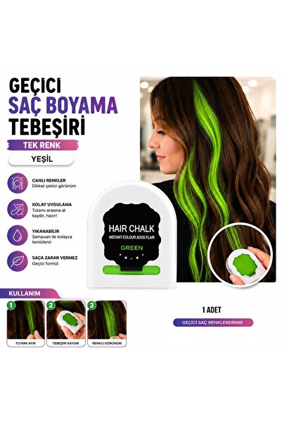 Vi Caro 1 Adet Yeşil Geçici Saç Boyama Tebeşiri Tekli Hair Chalk Yıkanabilir ...