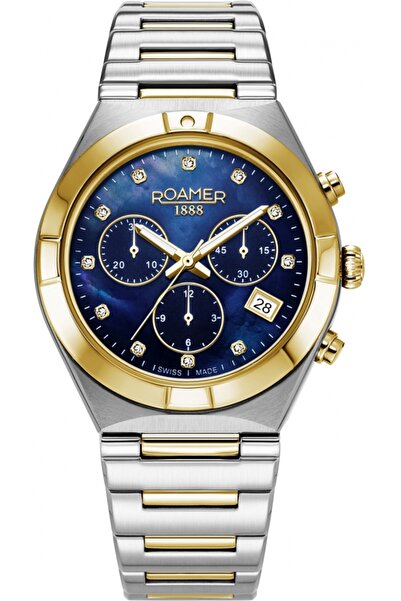 Roamer Ceas de damă 987837 47 40 20, albastru marin cu diamante.