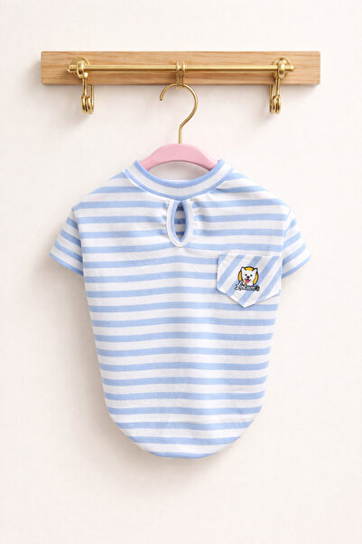 Lokums Blue Striped Short Sleeve Summer Dog T-Shirt Dog Apparel