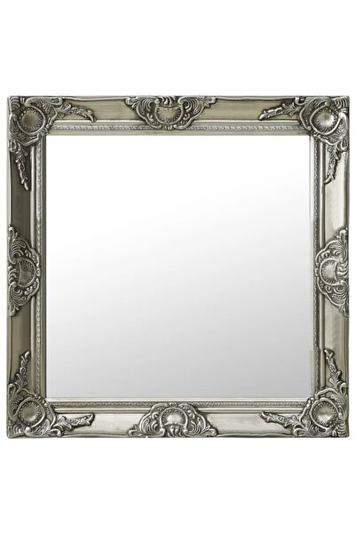 vidaxl Oglindă de perete în stil baroc, argintie, 60 x 60 cm