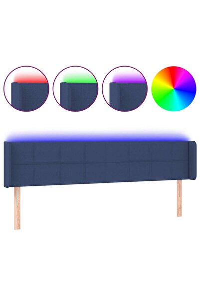 vidaxl Tăblie de pat cu LED, albastru, 183x16x78/88 cm, textil