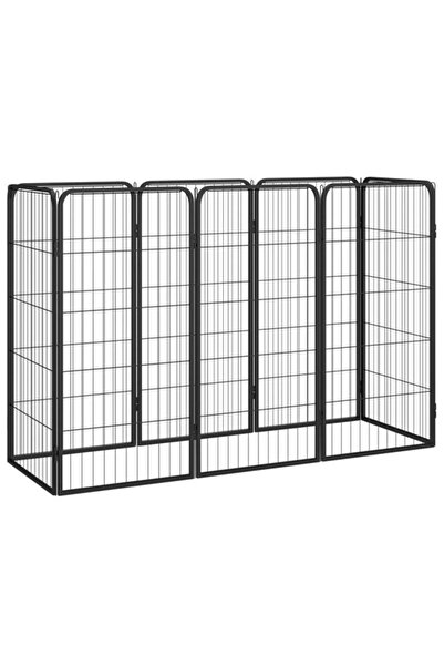 vidaxl Țarc pentru câini cu 8 panouri, negru, 50 x 100 cm, din oțel vopsit el...