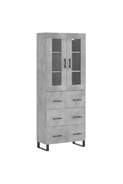 vidaxl Dulap înalt, gri beton, 69,5 x 34 x 180 cm, lemn prelucrat