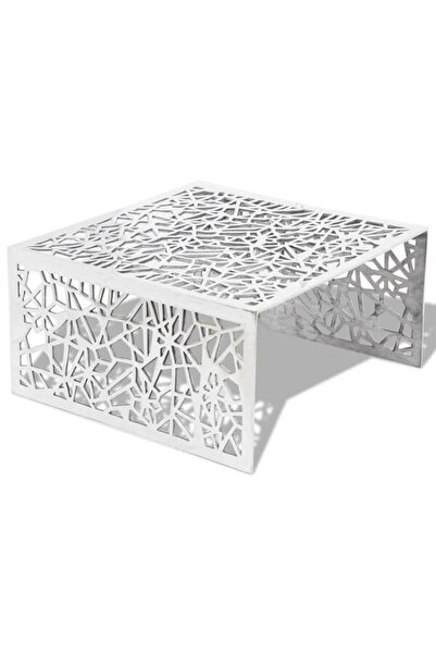 vidaxl Măsuță de cafea cu design geometric, argintie, din aluminiu