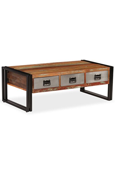 vidaxl Măsuță de cafea cu 3 sertare, 100x50x35 cm, lemn masiv reciclat