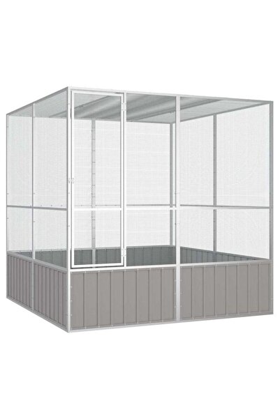vidaxl Colivie pentru păsări Gri 213.5 x 217.5 x 211.5 cm Oțel galvanizat