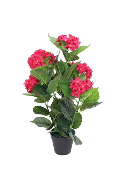 vidaxl Hortensie artificială cu ghiveci 60 cm, Roșie