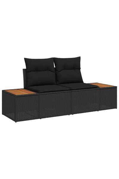 vidaxl Canapea de grădină Negru 184 x 62 x 85cm poliratan