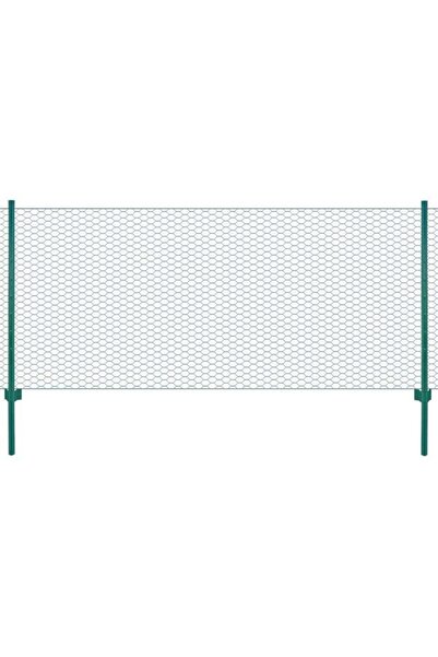 vidaxl Gard din plasă de sârmă cu stâlpi, Verde, 25 x 0,5 m, Oțel