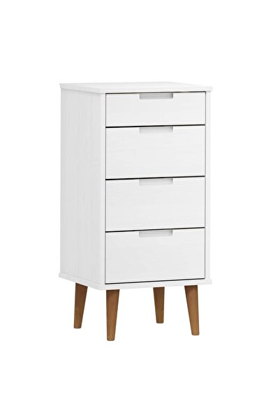 vidaxl Dulap cu sertare, alb, 40x35x82 cm, lemn masiv de pin