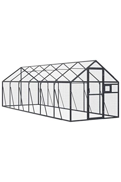 vidaxl Volieră pentru păsări, antracit, 1.79 x 6 x 1.85 m, aluminiu