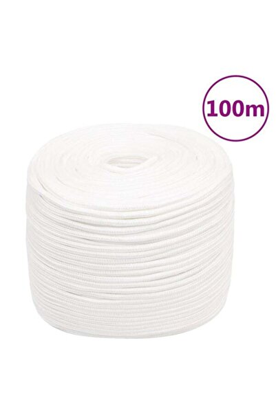 vidaxl Frânghie pentru barcă, albă integrală, 8 mm, 100 m, polipropilenă