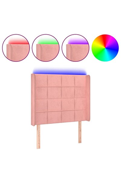 vidaxl Tăblie de pat cu LED, roz, 93x16x118/128 cm, catifea