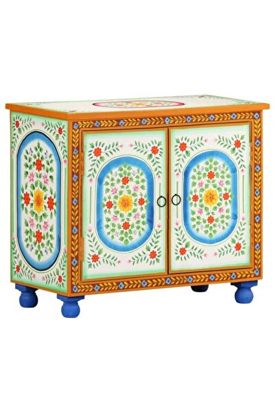 vidaxl Comodă pictată manual, 70 x 35 x 60 cm, lemn masiv de mango