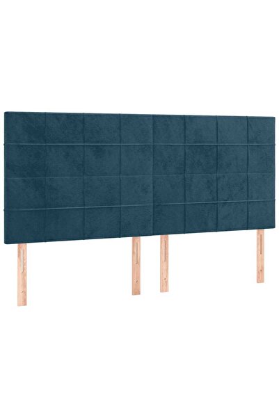 vidaxl Tăblie de pat albastru închis 200x5x118/128 cm catifea