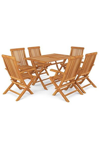 vidaxl Set mobilier de grădină, 7 piese, lemn masiv de tec
