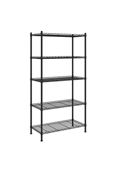 vidaxl Raft de depozitare, 5 nivele, negru, 90 x 35 x 180 cm, 250 kg