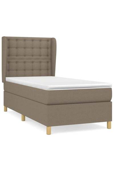 vidaxl Pat boxspring cu saltea, gri taupe, 90 x 200 cm, textil