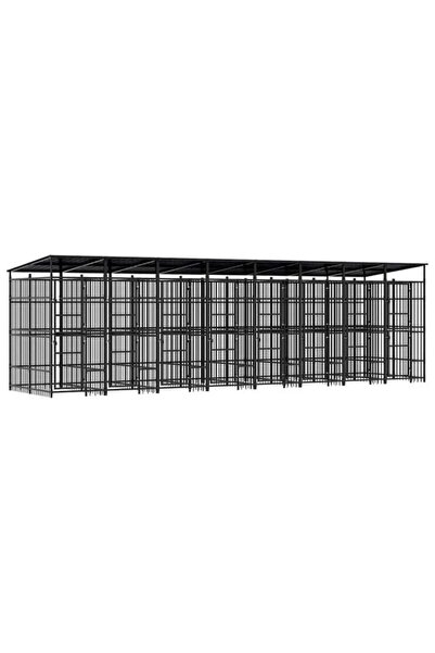 vidaxl Cușcă de exterior pentru câini cu acoperiș, 14,75 m², Oțel