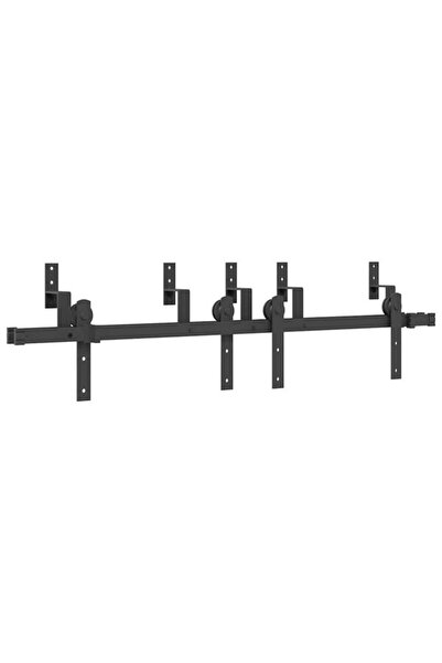 vidaxl Set de feronerie pentru ușă glisantă, Negru, 152,5 cm, Oțel