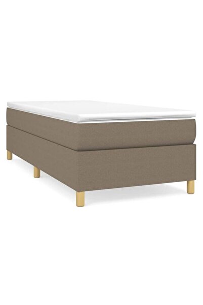 vidaxl Pat boxspring cu saltea, gri taupe, 90 x 200 cm, textil