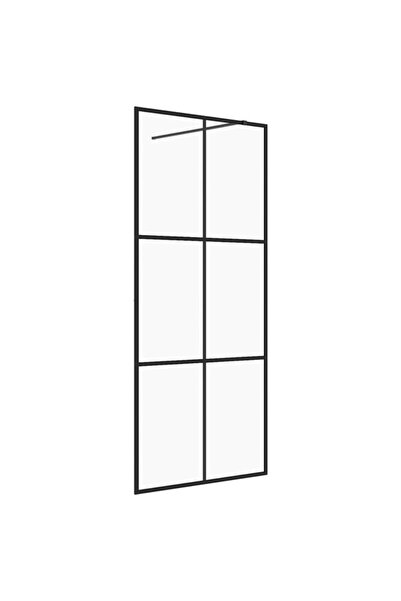 vidaxl Paravan de duș walk-in, negru, 100 x 195 cm, sticlă ESG transparentă