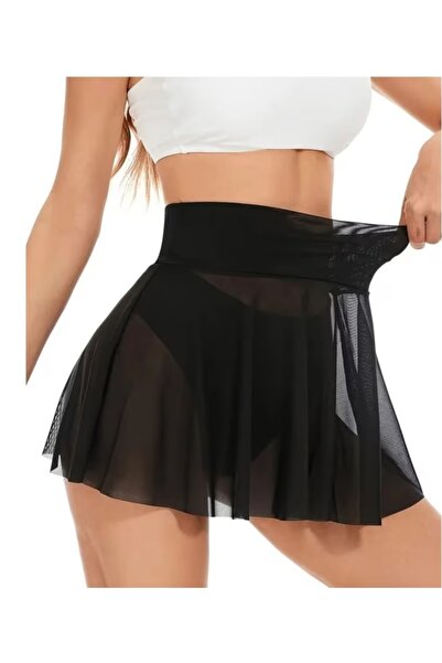 CARABO MODA Women's High-Waisted Sheer Tulle Skirt Stretchy Beach Bikini Cove...