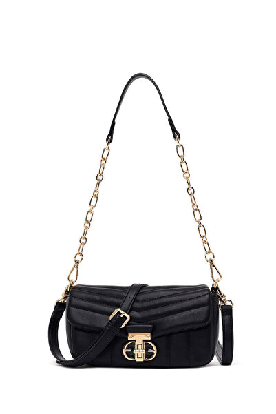 Derimod Women's Black Long Strap Quilted Mini Crossbody Bag 26Pbd2486Kp
