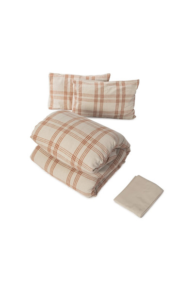 Midas Furniture طقم أغطية سرير قطنية من 4 قطع مقاس كينج (193*203 سم) بيج وبرت...