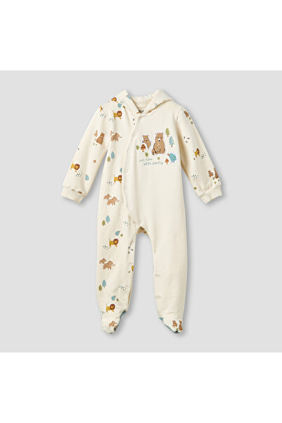 Juniors Hooded Neck Sleepsuit with Snap Button Closure - Cotton - Long Sleeves