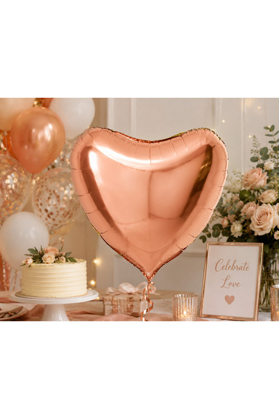 DODOMAR Rose Gold Heart Foil Balloon 18 Inch Birthday Party Decoration Balloo...