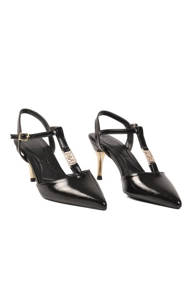 FLORİN Black Patent Leather Thin Heeled Women's Evening Dress Shoes 282 Z