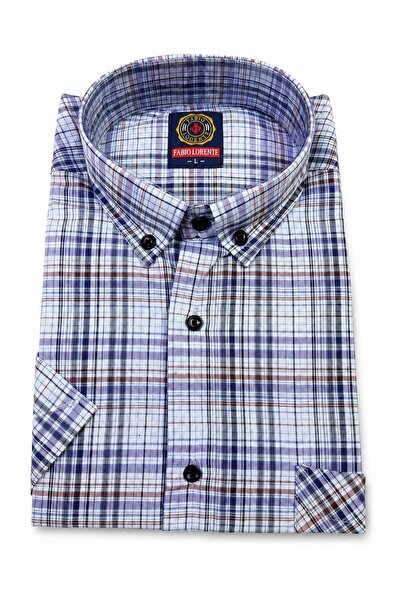 Kuraff Giyim Baba Kare Patterned Single Pocket Short Sleeve Shirt