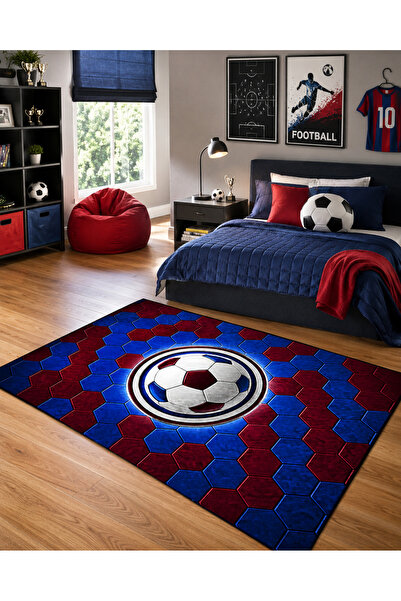 Bebişim Halı Bordo Mavi Taraftar Çocuk Odası Halısı