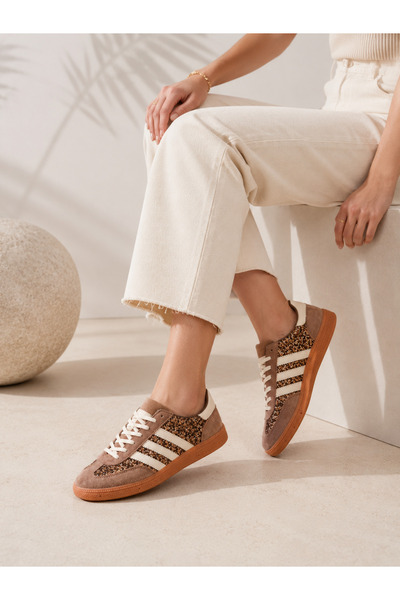 DİAMOND OUTLET Pantofi sport casual retro pentru femei, cu șireturi, cu textu...