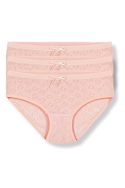 YILDIZ Ribana Girls' Heart Panties Powder 100% Cotton 3-Pack