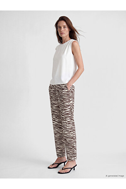 LC Waikiki Nevavm Women's Zebra Patterned Trousers with Elastic Waist