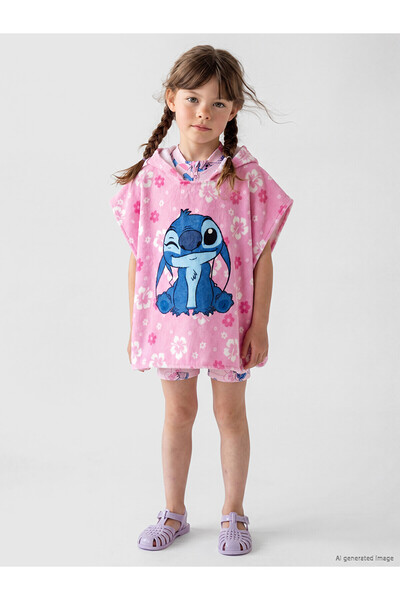LC Waikiki Nevavm Farklı Renkler Stitch Printed Cotton Girls' Poncho Towel