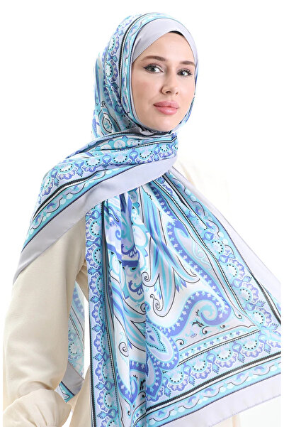 sefamerve Ethnic Pattern Soft Shawl 70295-15 Silver Gray Lilac