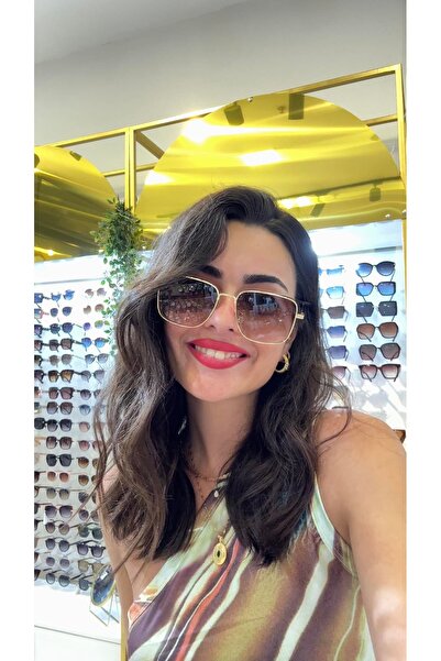 KATRENİNZEYLİ Flore x Güneş Gözlüğü Gold Çerçeve Kahverengi Cam