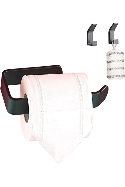 OEM Set Suport Hârtie Igienică si 2 Cârlige, Autoadeziv TUOHBOVA, Aluminiu, M...