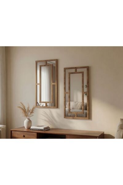 ERGEÇ TASARIM Dekoratif Aynalı Pleksi Duvar Paneli 2'li Set 50x25 cm Modern D...