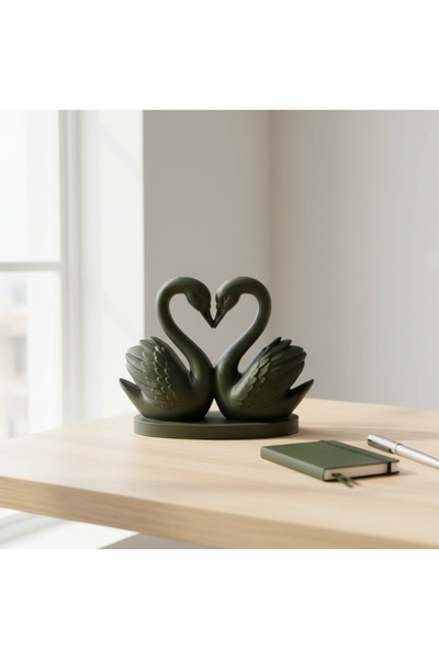 OEM Decorațiune Perete 3D Lebede Cuplu Inimă - Olive green compozit mat