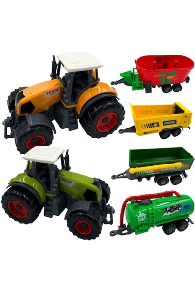 woopie Set de tractoare agricole, Woopie, cu remorci, Multicolor, pentru copi...