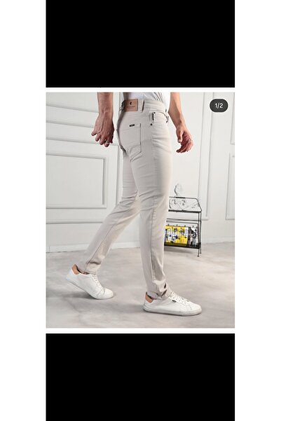 Cinar erkek giyim Men's Denim Style Linen Trousers Summer Slim Fit Lycra Skin...