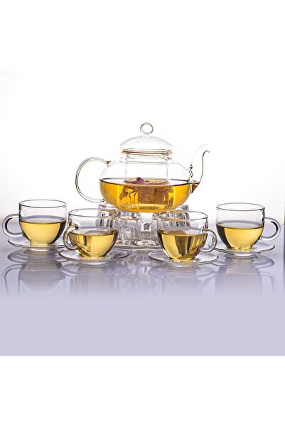 Generic Glass Tea Set - Borosilicate Glass Teapot with Heart Shape Warmer and...