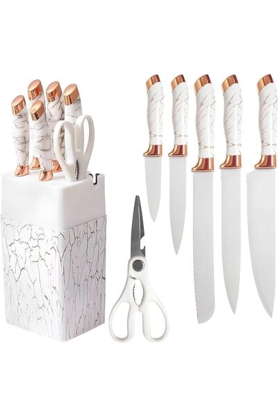 Generic SHOPPING VIBES 7pc Stainless Steel Knife Set for Kitchen with Marble ...