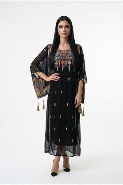 DAR ALSALAAM Kuwaiti Jalabiya Black Embroidery