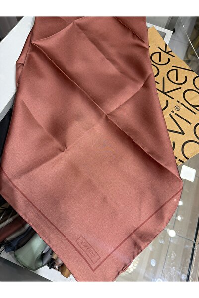 ipekevi Plain Twill Silk Scarf Red Copper 01115